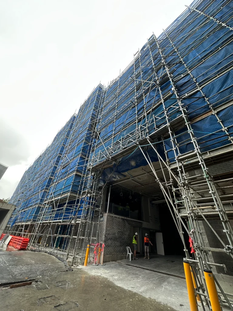 Scaffolding and facade during construction in Australia