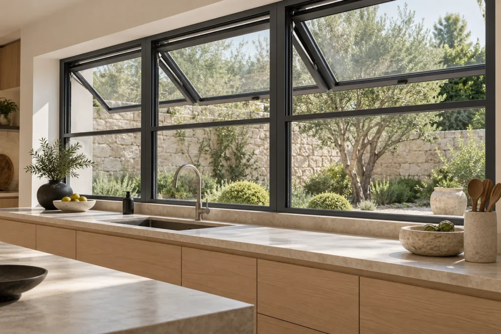 Ventana proyectante de aluminio sin rotura de puente térmico YSA100A