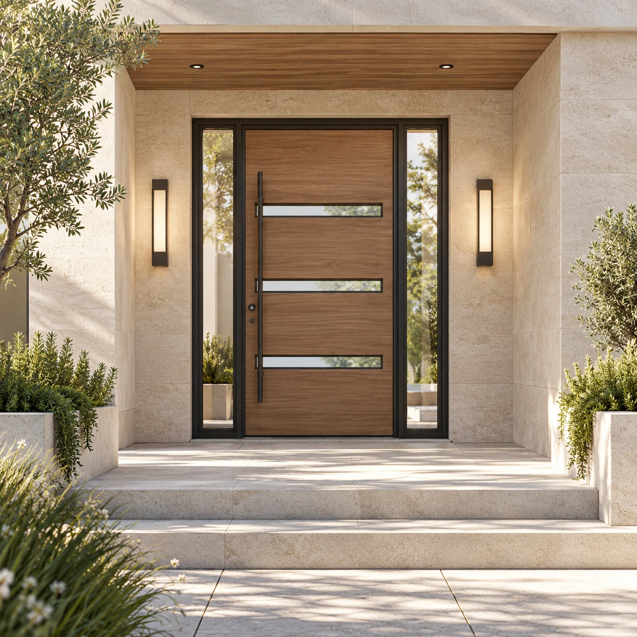 Puerta pivotante para una casa moderna en Decatur