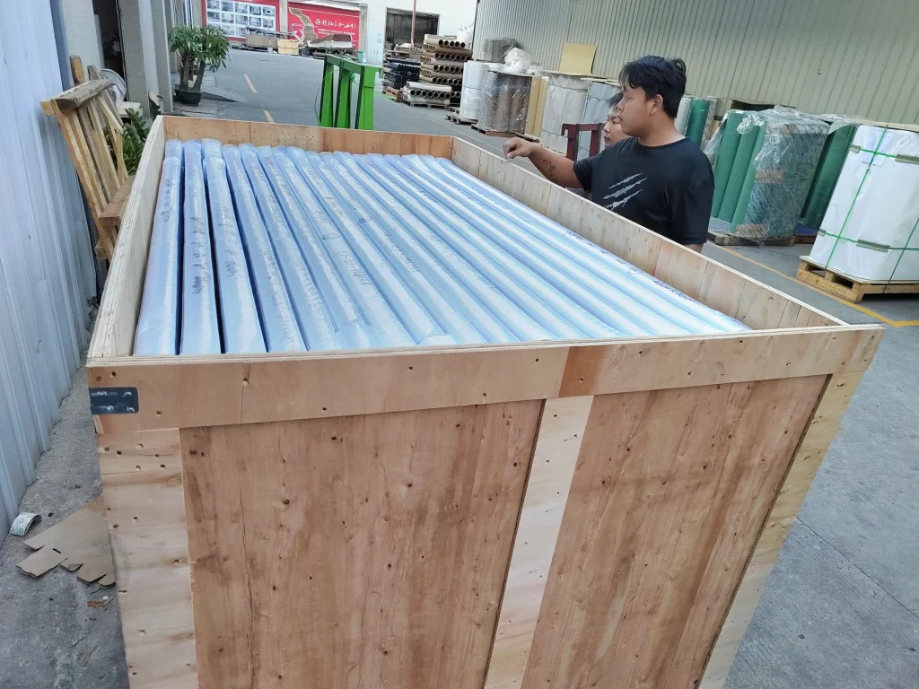 Protective wrapping inside timber packing at ENGGIA