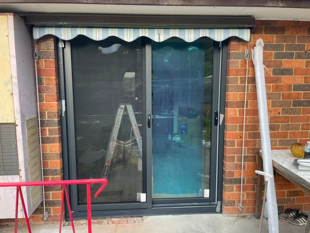 Glazed doorway during renovation