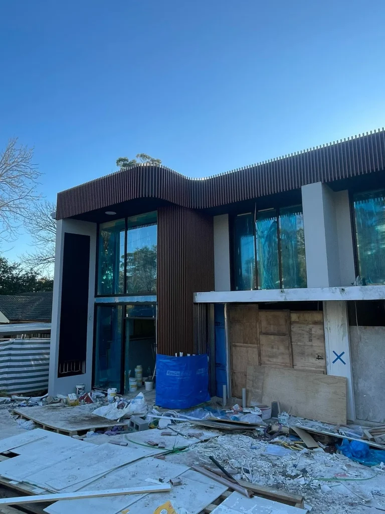 Angled exterior view of the Sydney glazing installation